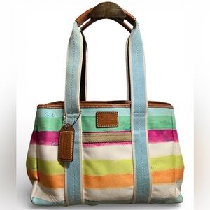 Coach Hamptons Vintage Watercolor Pastel Stripes Tote